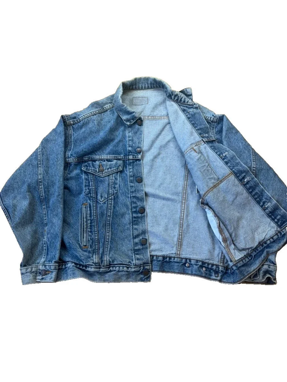 VIntage Levis Type 3 Trucker Jacket Mens Large Light Wash 90s Made in USA